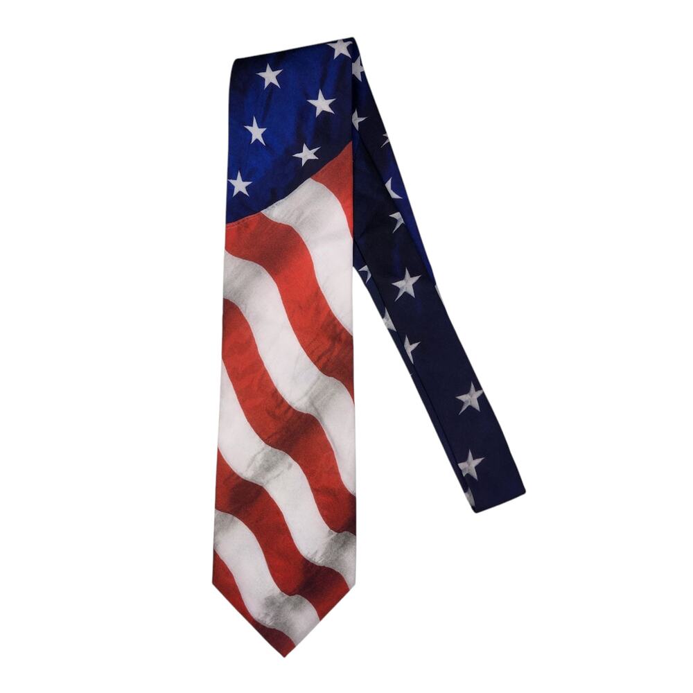 Ralph Marlin Men's Tie USA Flag Stars & Stripes Patriotic 1994 VTG Made in USA